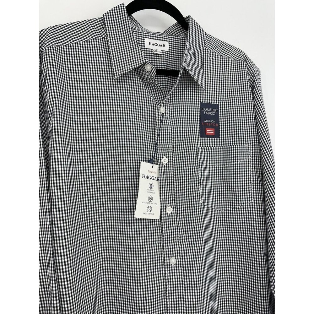 Haggar Wrinkle Resistant Shirt Men's Large Button Lightweight Long Sleeve $56 - Picture 8 of 9